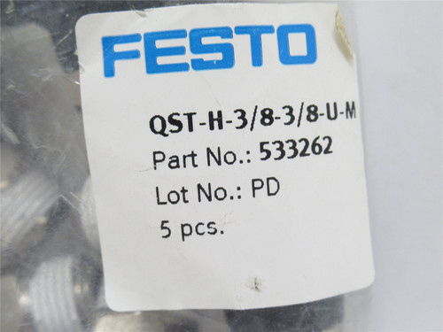 Festo QST-H-3/8-3/8-U-M; Bag-5 Tee Fittings 533262 Size 3/8"