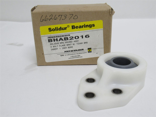 Poly-Hi-Solidur BHAB2016; Poly Flange Bearing; 3-Bolt; 1"ID