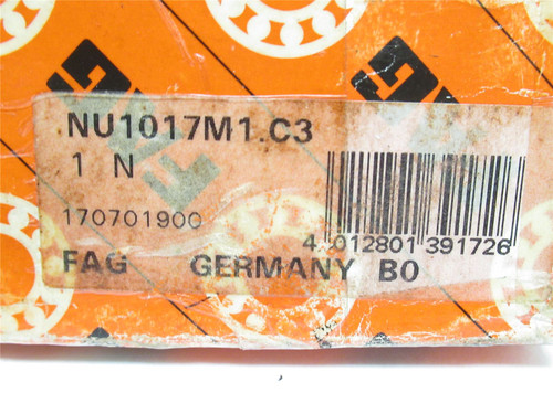FAG NU1017M1.C3; Roller Bearing W/Inner Ring 85mmID x 130mmOD