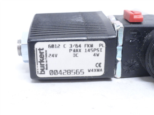 Burkert 428565; Solenoid Valve; 1/4" Ports; 145PSI; 24VDC