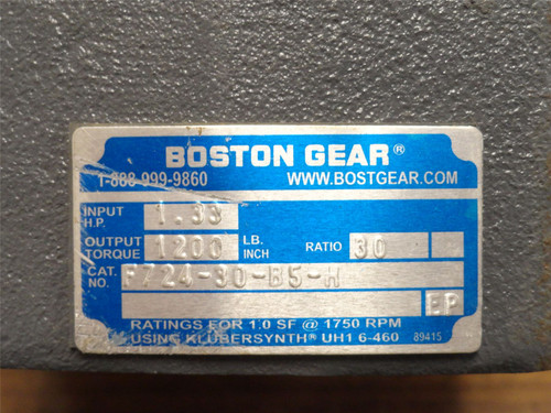 Boston Gear F724-30-B5-H; Gear Speed Reducer; RA; 30:1 Ratio