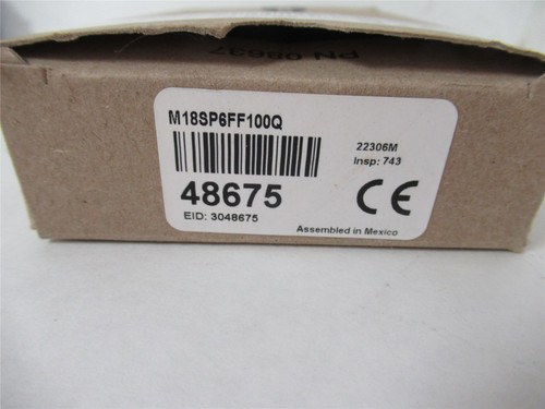 Banner M18SP6FF100Q; Photo Sensor Range 100mm Input 10-30VDC