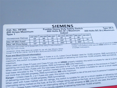 SIemens HF365partial; Switch Enclosure ONLY; NO INTERNALS; W/Handle