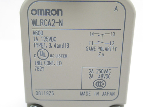 Omron WLRCA2-N; Snap Action Limit Switch; 10A; 125V; SPDT