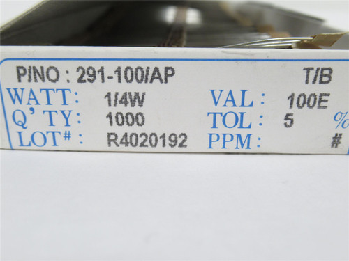 Xicon 291-100/AP; Box-100; Thru Hole Resistor 100ohm; 1/4W
