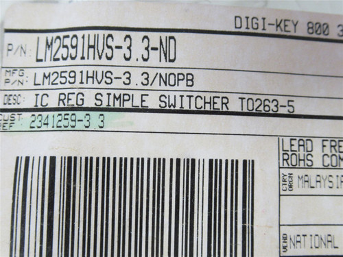Texas Instruments LM2593HVS-3.3/NOPB; Lot-15 IC Reg Buck;3.3V