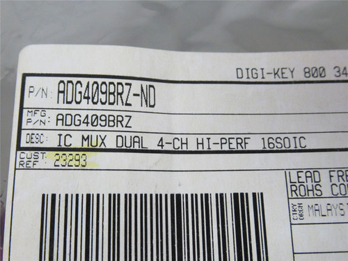 Analog Devices ADG409BRZ ; Lot-4 IC MUX Dual 4-Channel