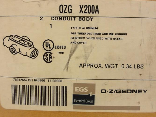 EGS X200A; Type: X Conduit Body; Size: 2"; Aluminum