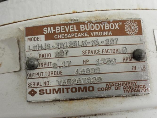 Sumitomo LHHJS-38125LK-K1-207; Gearbox 207:1 Ratio 2.17 Input HP