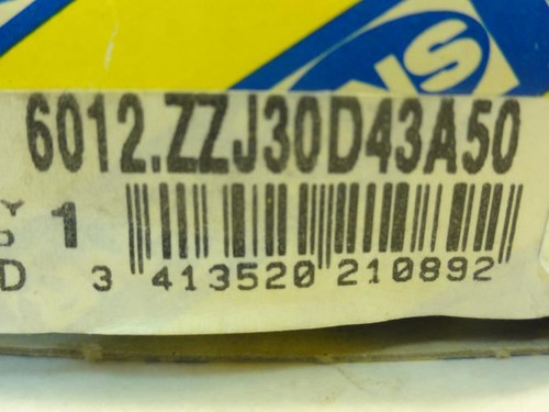 SNR 6012.ZZJ30D43A50; Ball Bearing; 60mm ID; 95mm OD; 18mm W