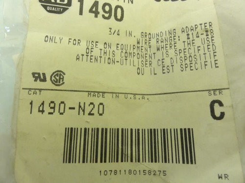 Allen-Bradley 1490-N20; Grounding Adapter; 3/4"