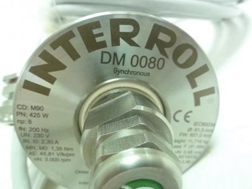 Interroll DM 0080; Drum Motor 230V Belt 657mmW Damaged Chord