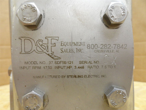 D&F 37.SDF5B121; Gear Reducer; 7-1/2:1 Ratio; SS Case