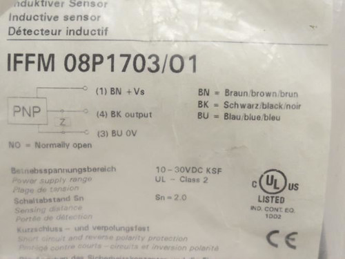 Baumer IFFM08P1703/01; Inductive Proximity Sensor; 10-30VDC