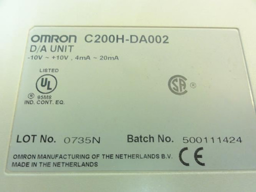 Omron C200H-DA002; Output Module; -10 to +10V; 4mA to 20mA