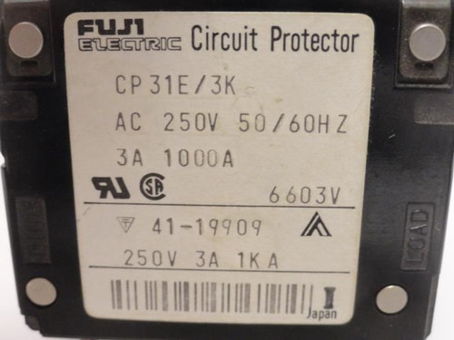 Fuji Electric CP31E/3K; Circuit Protector 3A 250VAC