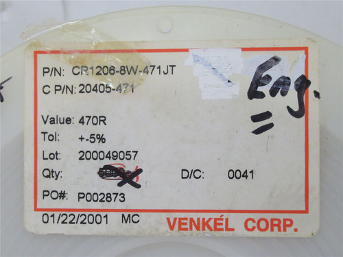 Venkel CR1206-8W-471JT; Lot-3700 Resistor Chip; 470R; +-5%