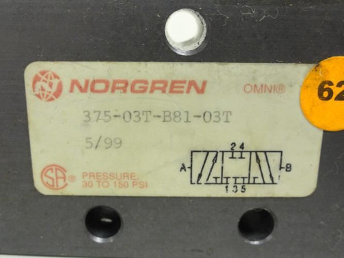 Norgren 375-03T-B81-03T; Pneumatic Valve Block; 3/8" NPT