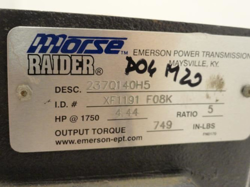 Emerson 237Q140H5; Gearbox 4.44 HP; 5 Ratio;