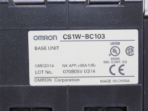 Omron CS1W-BC103; CPU Backplane Base Unit; 10-Slot