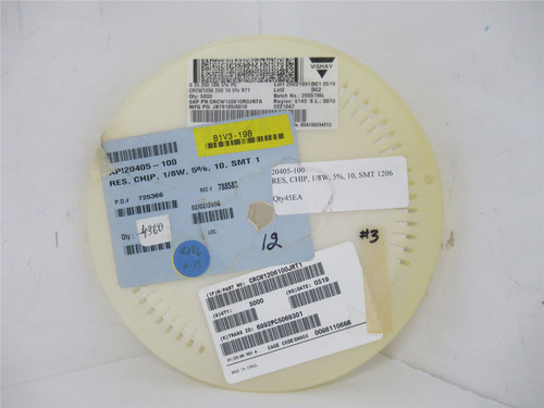 Vishay CRCW1206100JRT1; Lot-4100 Chip Resistor 10ohm 1/8W 5%