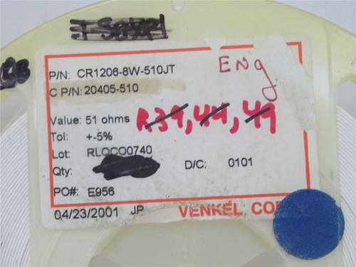 Venkel CR1206-8W-510JT; Lot-3500 Chip Resistor; 51ohms; +-5%