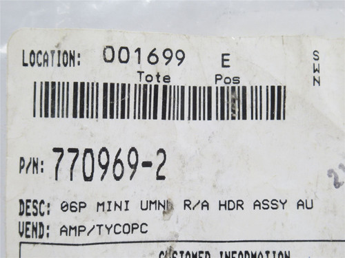 AMP 770969-2; Lot-5 Connector Header; RA; 6Pos; 4.14mm