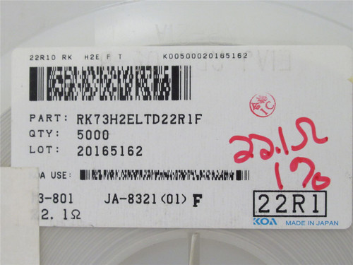 TTI K0ARK73H2ELTD22R1F; Lot-4800 Thick Film Resistor 22.1ohm