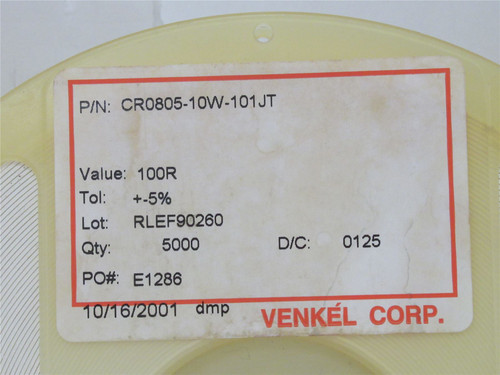 Venkel CR0805-10W-101JT; Lot-5000 Chip Resistor; 100ohm