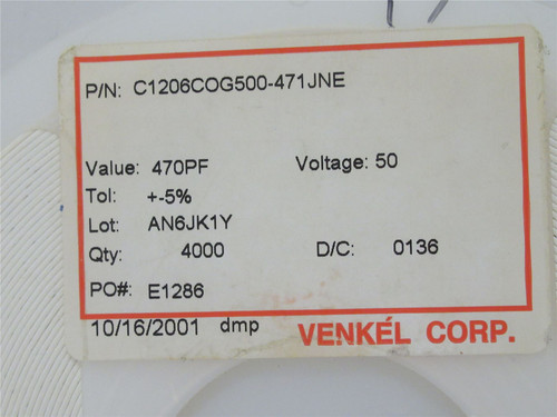 Venkel C1206C0G500-471JNE; Lot-4000 Ceramic Capacitor 470pF