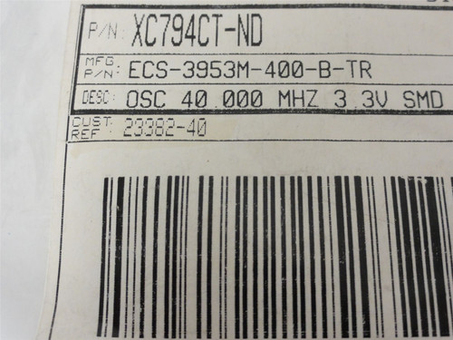 ECS ECS-3953M-400-B-TR; Lot-8 SMD Clock Oscillators; 40 MHz