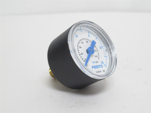 Festo 162835; Pressure Gauge; 0-10BAR; 1/8NPT Brass Stem