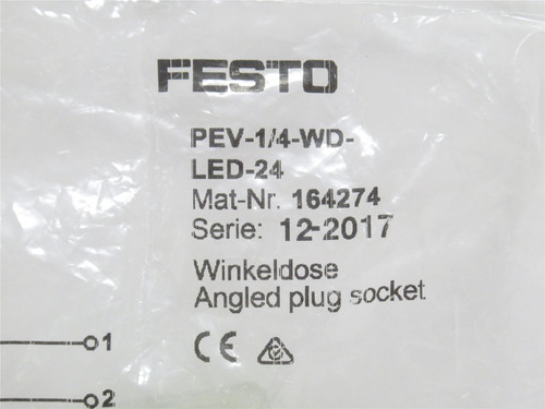 Festo PEV-1/4-WD-LED-24; Angled Plug Socket 164274; 90Deg; 4P