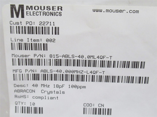 ABRACON ABLS-40.000MHZ-L4QF-T; Lot-10; Crystals; 40MHz; SMD