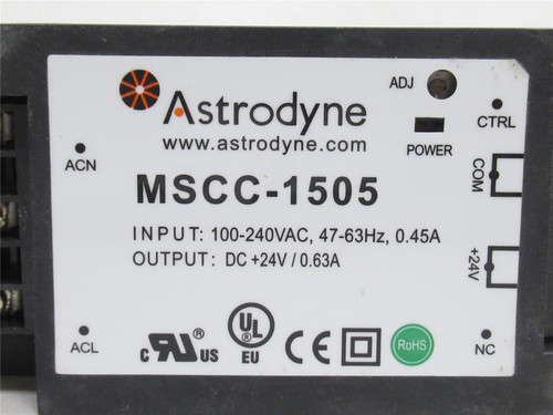 Astrodyne MSCC-1505; Enclosed AC/DC Converter 100-240VAC In 24V Out