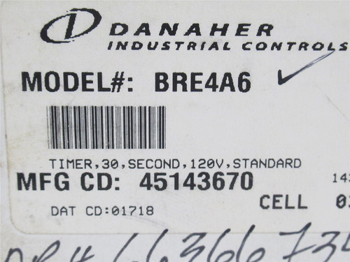 Danaher BRE4A6; Electronic Reset Timer; 30 Sec; 120V