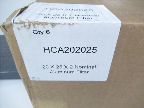 MFG HCA202025; Lot-6 20x25x2 Nominal Aluminum Filter