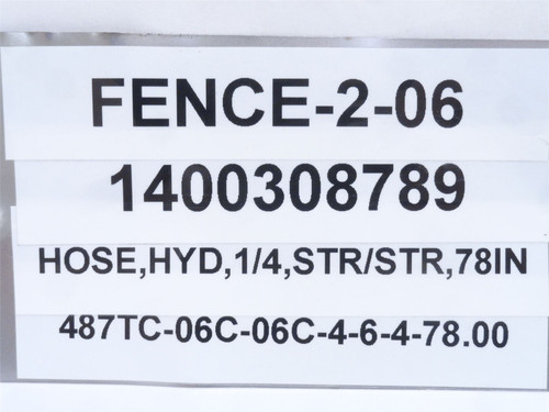 Formax 487TC-06C-06C-4-6-4-78.00; Hose Assy; 1/4 JIC; 78" Long