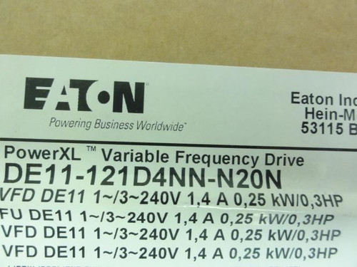 Eaton DE11-121D4NN-N20N; Frequency Drive; 230VAC; 1.4 A; 0.33 HP