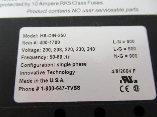 Eaton HS-DIN-250; Surge Protection Device; 200-240V; 10A