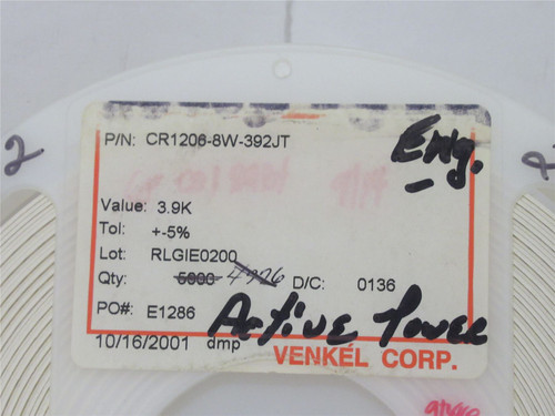 Venkel CR1206-8W-392JT; Lot-4500 Thick Film Resistor; 3.9kOhm