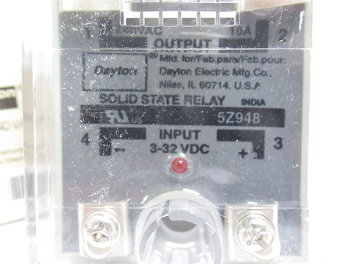Dayton 5Z948; Triac Output SSR; 10A; 240VAC; 3-32VDC