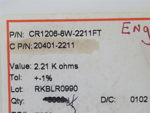 Venkel CR1206-8W-2211FT; Lot-4500 Resistors 2.21kOhm