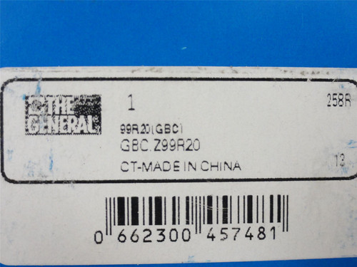 General 99R20; Ball Bearing; 1.25" ID; 2.25" OD; 0.5" Width