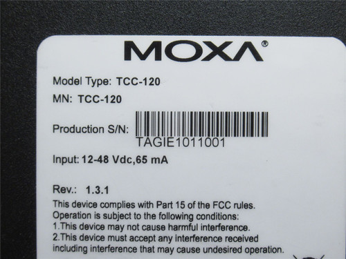 Moxa TCC-120; Media Converter/Repeater; RS-422/485; 12VDC; IP30
