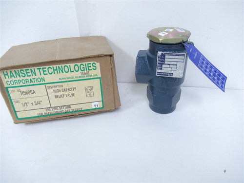 Hansen  H5600A; Valve Relief 250PSIG Gas Svc 1/2" x3/4"