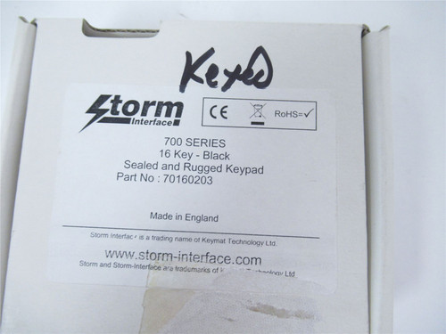 Storm Interface 70160203; Keypad Sealed Black Rubber w/16 Key