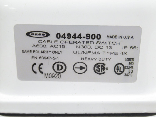 Rees 04944-900; Cable Pull Switch; 1-NO; 1-NC; A600; AC15