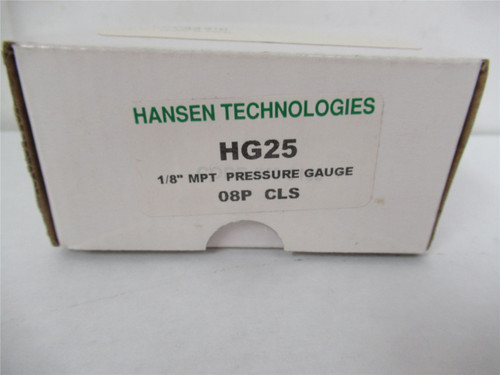 Hansen HG25; Pressure Gauge 1/8" MPT