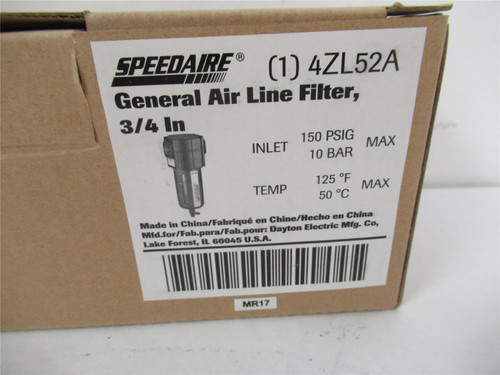 Speedaire 4Zl52A; Compressed Air Filter 150 psi 3.15" W